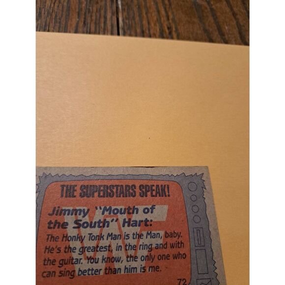 Vintage 1987 WWF Topps Trading Card 72 Honky Tonk Man Jimmy Hart Superstar Speak - Picture 3 of 3